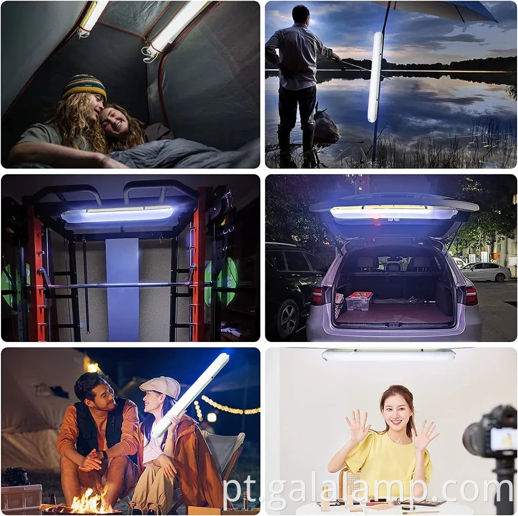 Lâmpadas de tubo de energia solar inflável portátil para viagens de acampamento